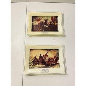 Vintage Pictorial Glass Washington Crossing the Delaware Signing The Declaration
